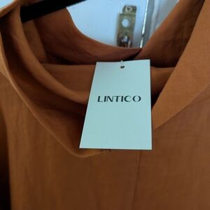 LINTICO Rust Orange Cowl Neck Blouse